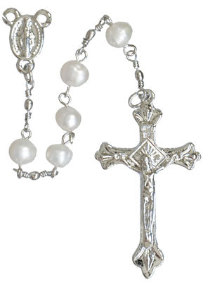 Pearl Miraculous Medal Rosary