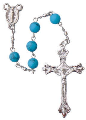 Turqoise Miraculous Medal Rosary