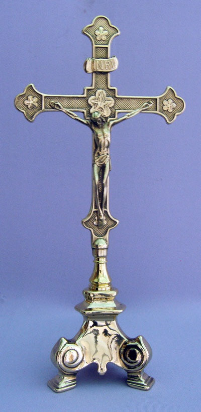 Standing Crucifix Bright Brass