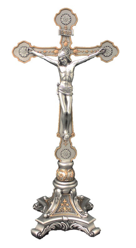 Veronese Ornate Standing Pewter Style Crucifix 13"