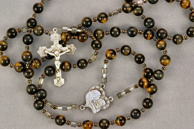 Yellow and Blue Tiger Eye Rosary